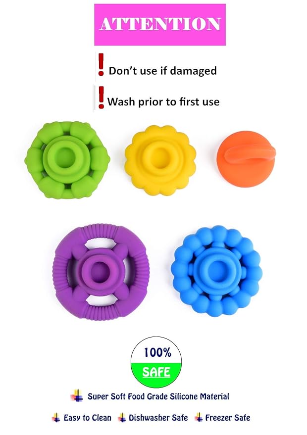 Stacking Baby Teether Toy - Sensory Silicone Teething Rings for Babies – Promote Motor Skills-Premium Food Grade Silicone Rainbow Colors - BPA Free