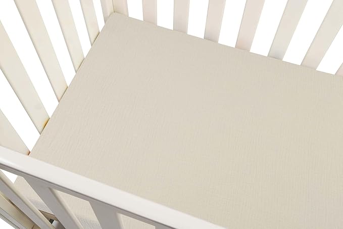 Onacosht Muslin Crib Sheets for Boys Girls, Soft Breathable 100% Cotton Baby Fitted Sheet 52" x 28" for Standard Toddler Crib Mattress, 2 Pack, Beige and Yellow Floral