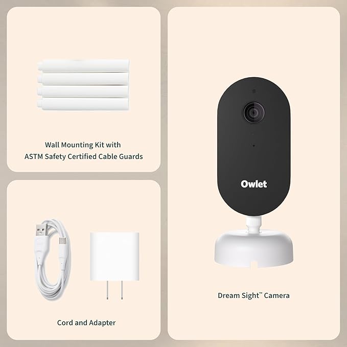 Owlet Dream Sight (Gen 3) Smart Video Baby Monitor | 2K HD Camera w/Night Vision | Detects Crying, Motion & Temperature | Customizable Alerts | Two-Way Talk | Secure Wi-fi