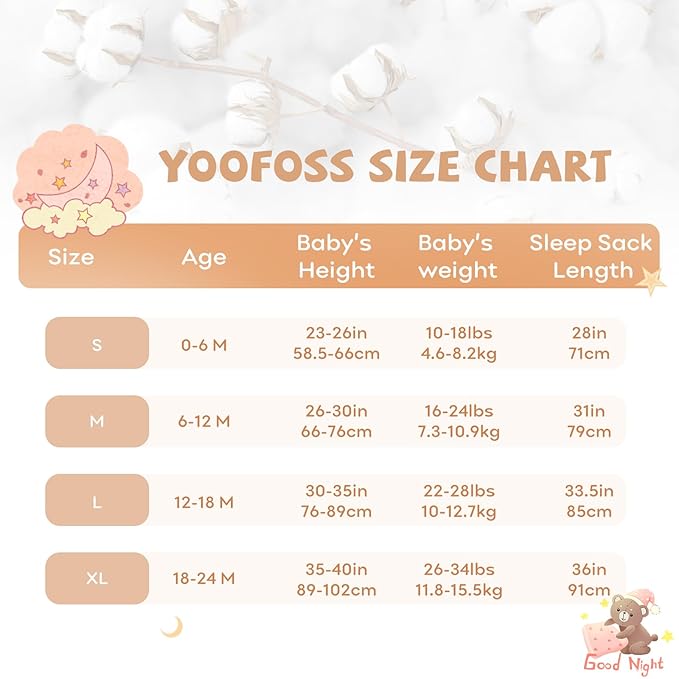 Yoofoss Baby Sleep Sack 18-24 Months Baby Wearable Blanket 100% Organic Cotton 2-Way Zipper TOG 0.5 Toddler Sleeping Sack, Lightweight Sleep Sacks for Babies