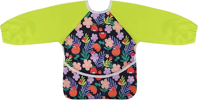 Hi Sprout Infant Toddler Baby Waterproof Sleeved Bib, Bib with Sleeves&Pocket, 6-24 Months