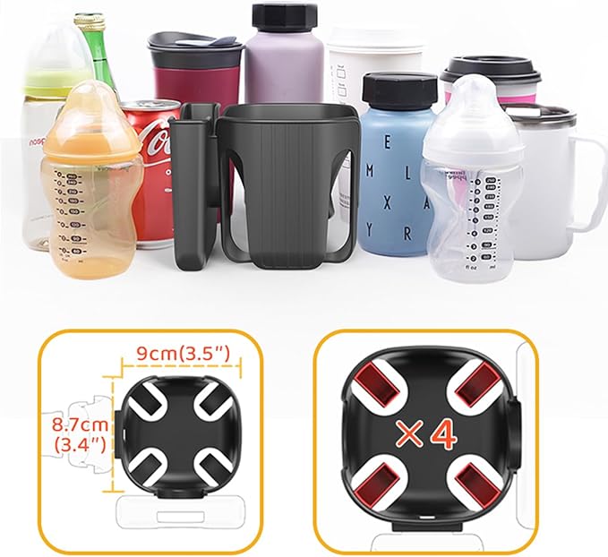 2-in-1 Universal Cup and Phone Holder for Uppababy Nuna Doona Strollers, Bikes, Wheelchairs, Walkers, Scooters - Adjustable Drink Holder