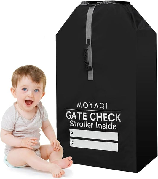 MOYAQI Stroller Travel Bag for Airplane, Gate Check Bag Backpack with Durable Nylon,Adjustable Carry Straps,Infant Carriers & Booster Seats (BLACK-LARGE)