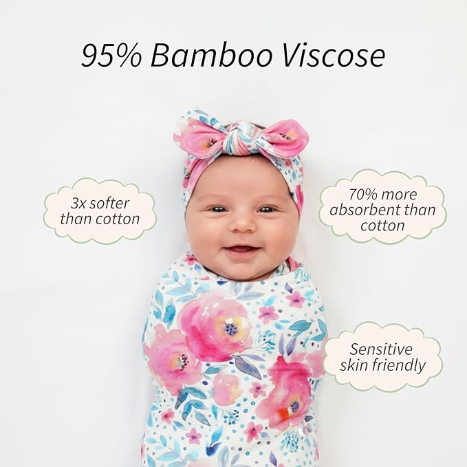 Swaddles for Newborns Baby Blanket Set Ultra-Soft 95% Bamboo Viscose Baby Swaddle for 0-3 Months | Newborn Essentials Must Haves Bamboo Viscose Swaddle Blankets
