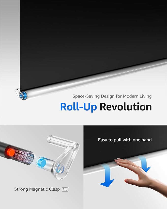 Sumobaby Blackout Curtains Portable Roll-Up,No Drill Blackout Roller Shades with Heat-Resistance Magic Tapes,100% Blackout Window Cover,Thermal Insulated Blinds for Windows(W37” X L84”,1 Panel,Black)