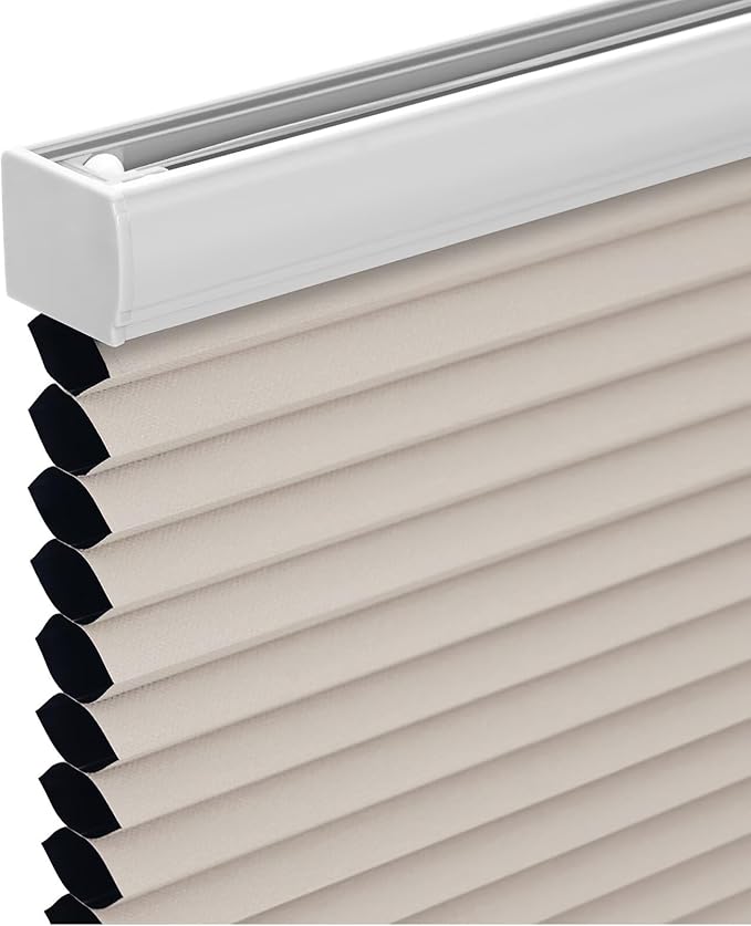 Changshade Cordless Cellular Shades, Blackout Honeycomb Shades for Windows, Pull Down Pleated Blinds, Easy to Install for Indoor Windows and French Doors,60" W x 72" H, Beige