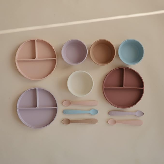 mushie Silicone Suction Bowl | BPA-Free Non-Slip Design (Soft Lilac)