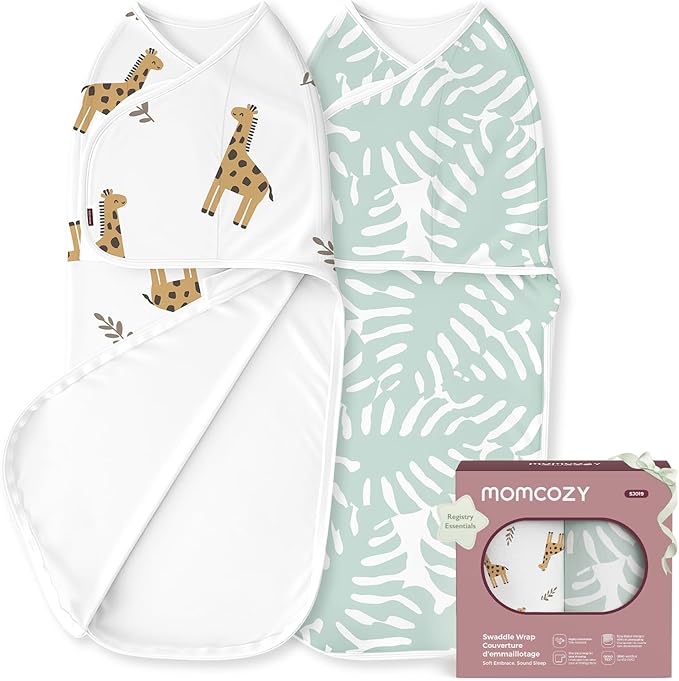 Momcozy Swaddles for Newborns, Quiet Fastener Suitable for Infant 0-3 Months, New-Parent-Friendly Swaddle Sack, Reduce Startle Reflex, Newborn Boys Girls Registry Essentials, 2-Pack, Bravery