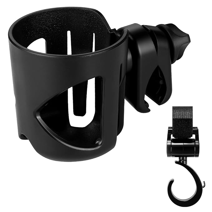 Accmor Universal Cup Holder with Hook, Stroller Cup Holder, 360° Rotatable Large Caliber Designed Bottle Holder for Stroller, Bike, Wheelchair, Walker, Scooter
