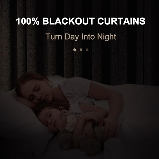100% Blackout Shield Linen Blackout Curtains for Bedroom 102 Inches Long, Back Tab/Rod Pocket Living Room Drapes, Thermal Insulated Blackout Curtains 2 Panels Set, 50" W x 102" L, Oatmeal