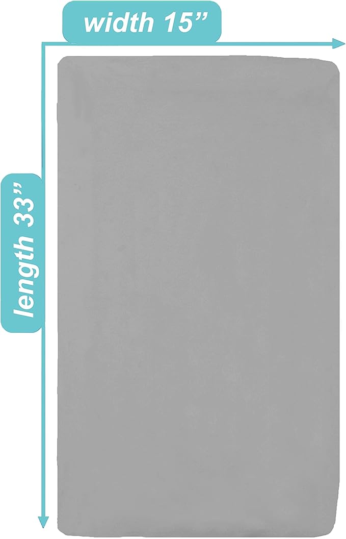 American Baby Company 15" x 33" Fitted Bassinet Sheet, 100% Natural Cotton Jersey Knit, Grey, Soft Breathable, for Boys and Girls, Pack of 2
