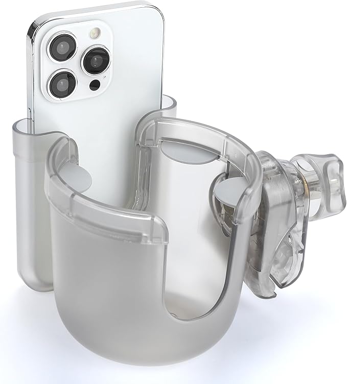 Accmor 2-in-1 Walker Cup Holder with Phone Holder, Wheelchair Cup Holder, Rollator Cup Holder, Cup Phone Holder for Walker, Wheelchair, Rollator, Mobility Scooter