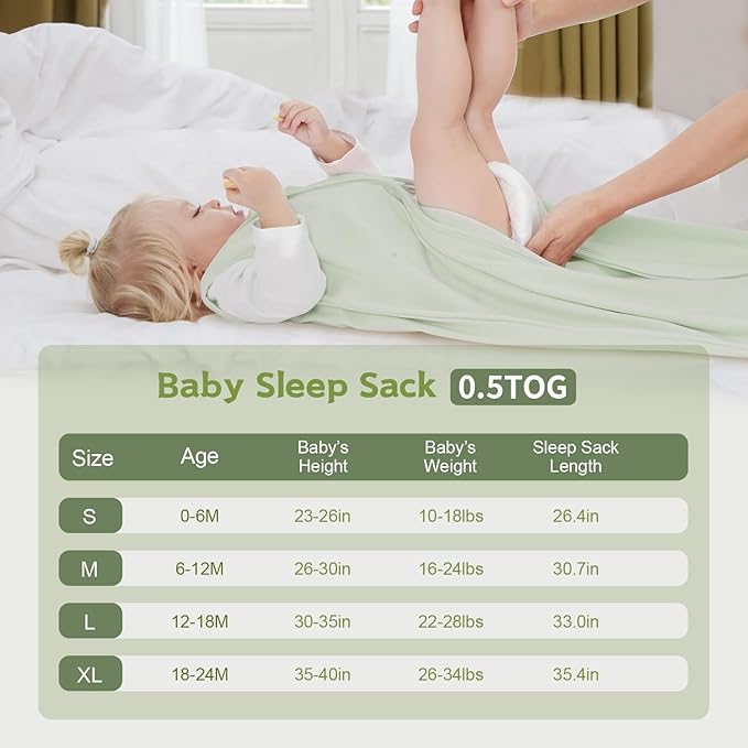 Wrrernsin Baby Sleep Sack 12-18 Months Baby Wearable Blanket 100% Cotton TOG 0.5 2-Way Zipper Newborn Sleeping Bag, 3 Pack Comfy Lightweight Sleep Sacks for Babies