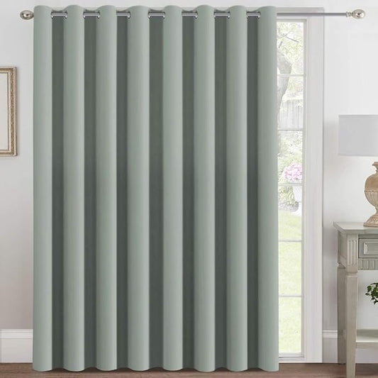 H.VERSAILTEX Blackout Patio Curtains 100 x 108 Inches for Sliding Door Extral Wide Blackout Curtain Panels Thermal Insulated Room Divider - Grommet Top, 9' Tall by 8.5' Wide - Light Sage