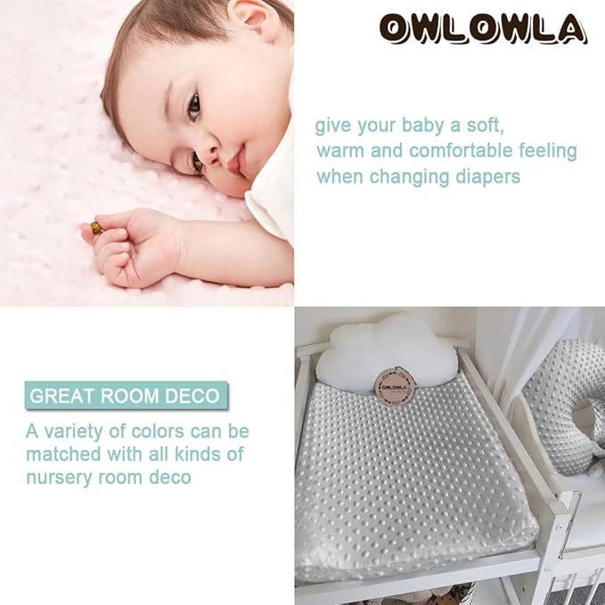Owlowla Changing Pad Cover,Soft Minky Dots Changing Table Sheets for Baby Boy and Girl 2Pack (Pink&Cream)