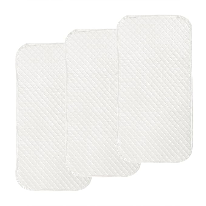 Pleasant Boulevard | Portable Waterproof Baby Changing Pad Liner, Washable Reusable Changing Table Cover Made with Breathable TPU, 27x13in (White, 3 Count)