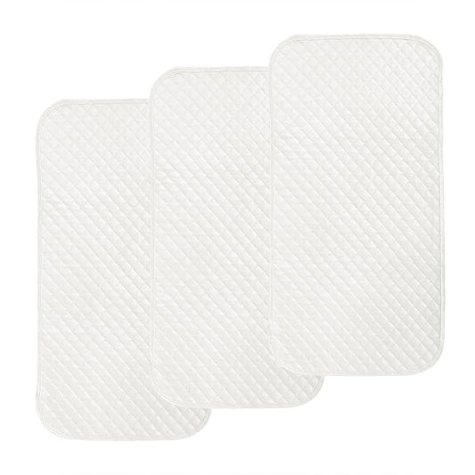 Pleasant Boulevard | Portable Waterproof Baby Changing Pad Liner, Washable Reusable Changing Table Cover Made with Breathable TPU, 27x13in (White, 3 Count)