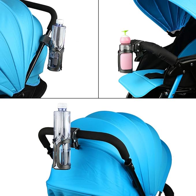 Accmor Stroller Cup Holder with Hook Set, Universal Cup Holder for Uppababy, Nuna, Doona Strollers, 360 ° Rotatable Bottle Holder for Stroller, Bike, Wheelchair, Walker, Scooter