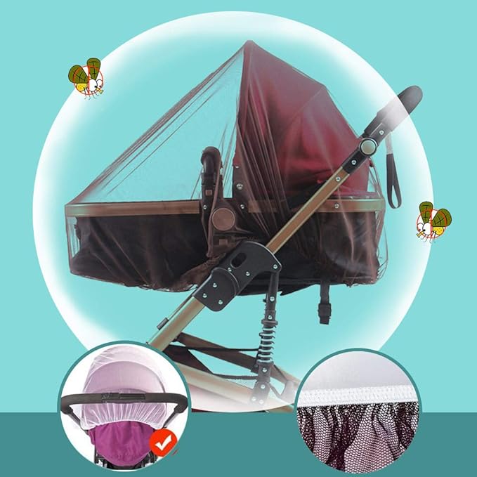 Durable Baby Mosquito Net (2 Pack) - Perfect Bug Net for Strollers, Bassinets, Cradles, Playards, Pack N Plays and Portable Mini Crib (Coffee)