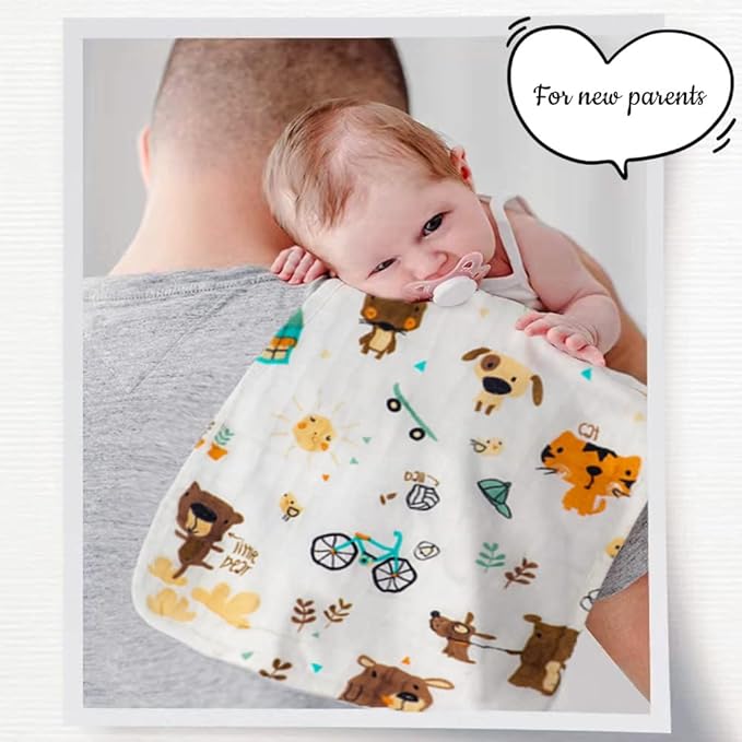 norinori Baby Burp Cloths Muslin Washcloths 6Pack - Muslin Burp Cloths Hanky Large 20''x10'' Extra Soft Absorbent Baby Burp Rags for Newborn 100% Cotton for Boys Girls Gift 6 Layers Machine Washable