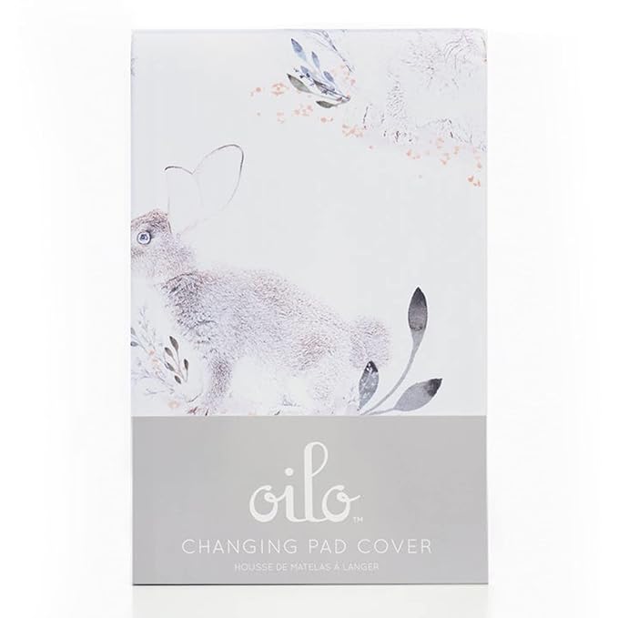 Oilo Changing Pad Cover, Breathable Turkish Cotton Fitted Jersey, 300 Thread Count, Machine Washable, Fits Standard Changing Pads (32" x 16"), Girl, Boy, & Neutral Nursery Design, Cottontail