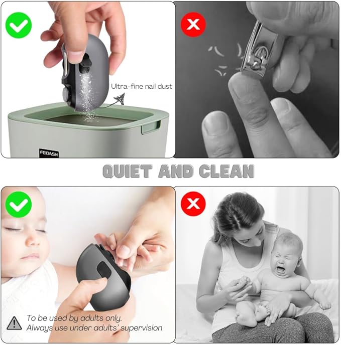 Electric Nail Clipper for Babies, Adults and Seniors, Baby Nail Clippers with Light and Built-in Nail Storage, Safe Baby Nail File and Electric Baby Nail Trimmer, Automatic Electric Nail File