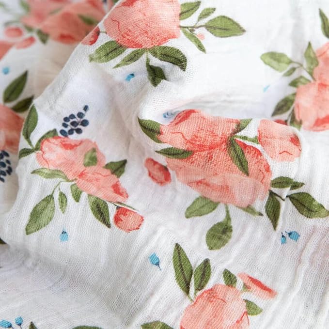 Little Unicorn Muslin Swaddle Blanket for Newborns & Infants | Soft & Breathable Fabric | Set of 3 Baby Blankets for Swaddling, Nursing, Shower Gifts (Watercolor Roses 2)