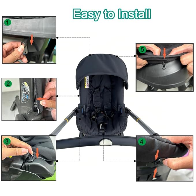 Changing Washing Kit,Canopy Sunshade Cover,Compatible with Car Seat Doona Strollers (Black)