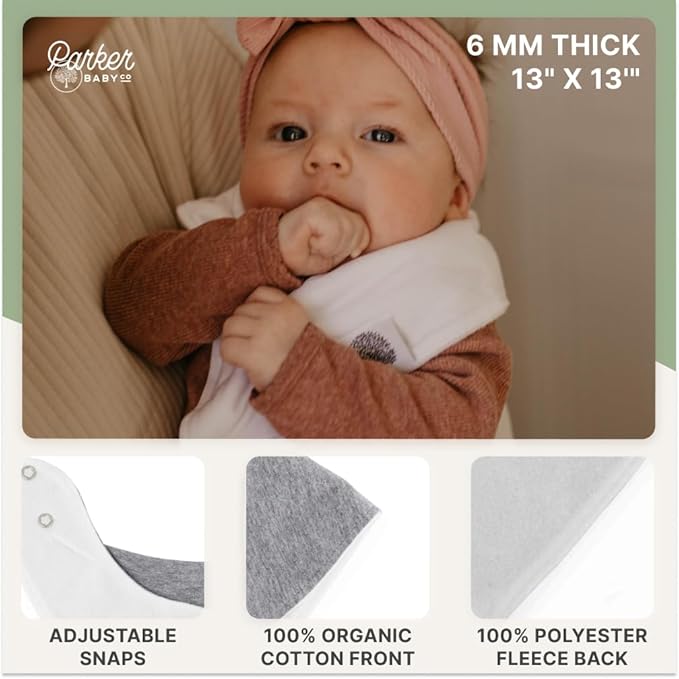 Parker Baby Bandana Drool Bibs 8 Pack Baby Bibs for Boys, Girls, Unisex - Soft & Stylish Teething Bibs for Babies