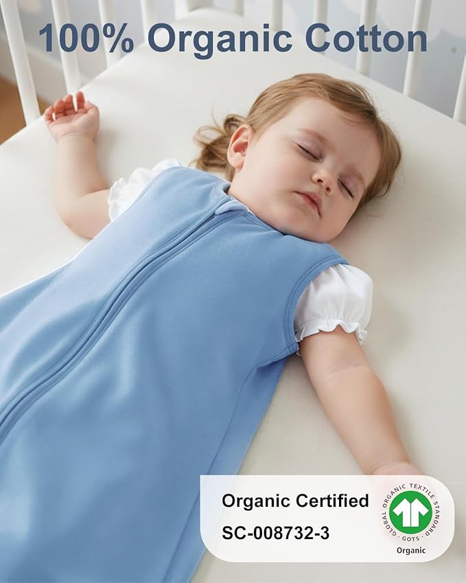 Yoofoss Baby Sleep Sack 12-18 Months Wearable Blanket for Babies 100% Organic Cotton 2-Way Zipper TOG 0.5 Toddler Sleeping Sack 3 Pack, Comfy Lightweight Sleep Sacks