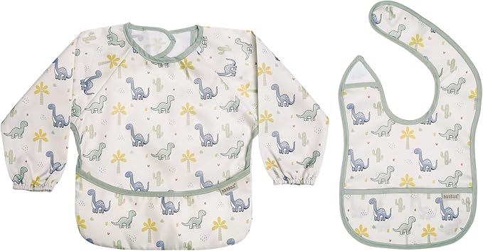 haakaa Long Sleeve Baby Bib, Waterproof & Adjustable Baby Smock Bib for Eating, Painting & Play, Easy Wipe Clean, 6–24M