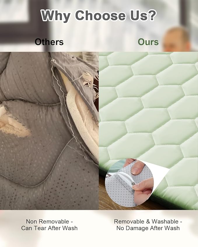 Premium Foam Baby Play Mat 71" x 59" with Removable Cover, Extra Thick Padding Playpen Mat, Non-Slip Floor Mat, Stylish & Easy to Clean for Crawling Baby, Infants & Toddlers, Green