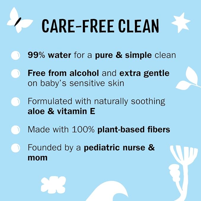 Molly's Suds Sensitive Clean Baby Wipes | 99% Water, Plant-Based, Fragrance Free | 384 Total Wipes (6 Flip-Top Packs)