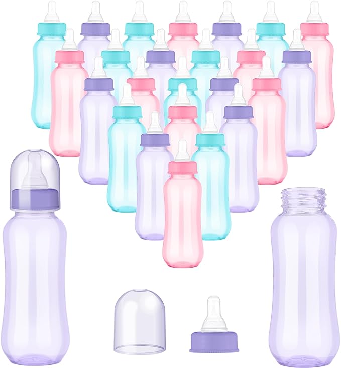 Norme 24 Pcs 9.5 oz Plastic Bottles Chug Shower Game Party Favors for Shower Decorations Gender Reveal Gifts (Many Color)