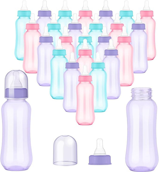 Norme 24 Pcs 9.5 oz Plastic Bottles Chug Shower Game Party Favors for Shower Decorations Gender Reveal Gifts (Many Color)