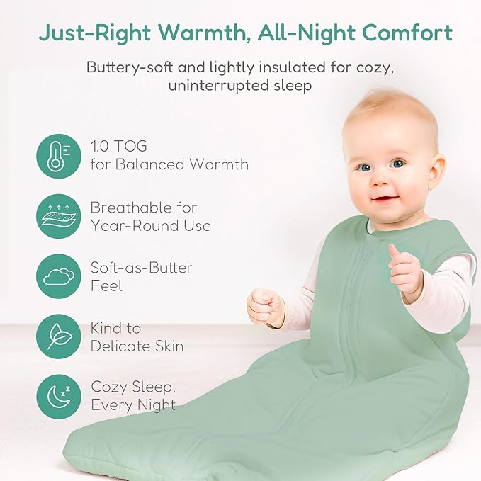 TOTCHILL Baby Sleep Sack, 1.0 TOG Cozy Wearable Blanket, Soft Sleeping Bag with Zipper, Toddler Sleep Sack 0-3-6-12-24-3T