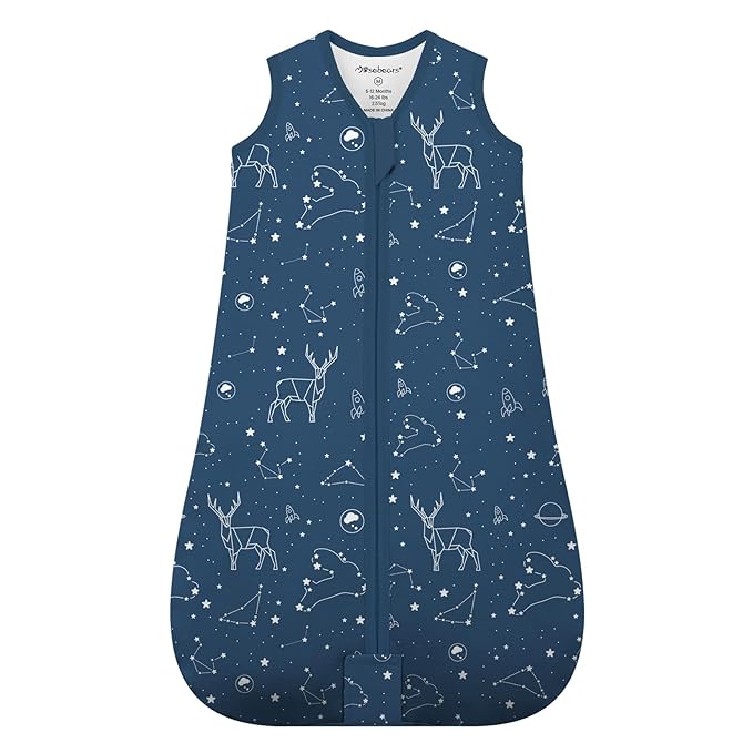 Mosebears Sleep Sack Baby Winter Wearable Blanket with 2-Way Zipper,2.5 TOG Cotton Sleep Sack Unisex(Navy Blue,12-18 Months)