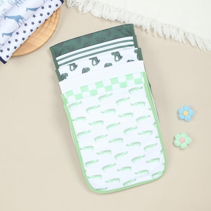 Hakochia Burp Cloths for Baby Boy & Girl Organic Cotton Large Unisex Burp Clothes Extra Absorbent Soft Neutral Burping Rags Spit Up Cloth Sets for Newborns 8 Pack