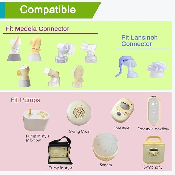 PumpMom-us 24mm Oval Flange Breast Shields Compatible with Medela Breast Pump Parts, Replace Flange for Pump in Style Parts Symphony Parts Swing Maxi Harmony and Personalfit Flex