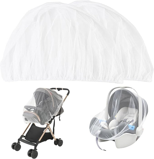 Baby Mosquito Net for Stroller 2 Pack, Perfect Bug Net for Strollers, Bassinets, Cradles, Playards, Pack N Plays and Portable Mini Crib, Baby Insect Netting Cover, White