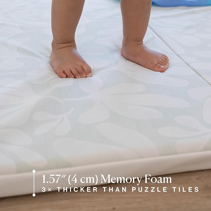 Toddlekind Tumble Mat – Foldable Memory-Foam Play Mat 4 × 6 ft – Cushioned Tumbling, Non-Toxic & Vegan Leather, Easy-Wipe, Portable Baby Play Gym (Green)