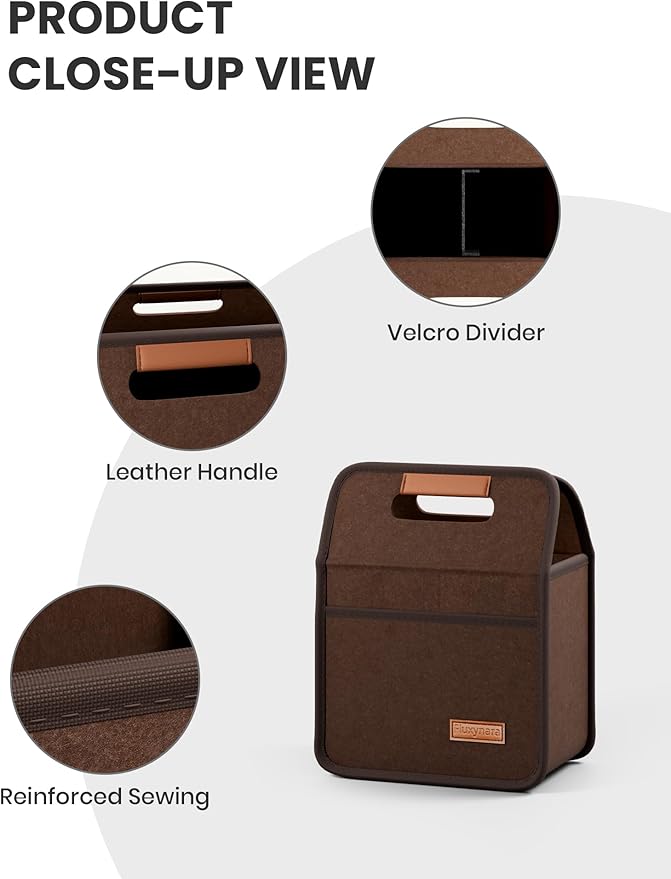 Fluxynara 2-Cup Reusable Felt Drink Carrier with Handle and Adjustable Shoulder Strap, Drink Holder for Car, Multi-Cup Drink Carrier Bag for Delivery, Travel, Picnics (Coffee Brown)