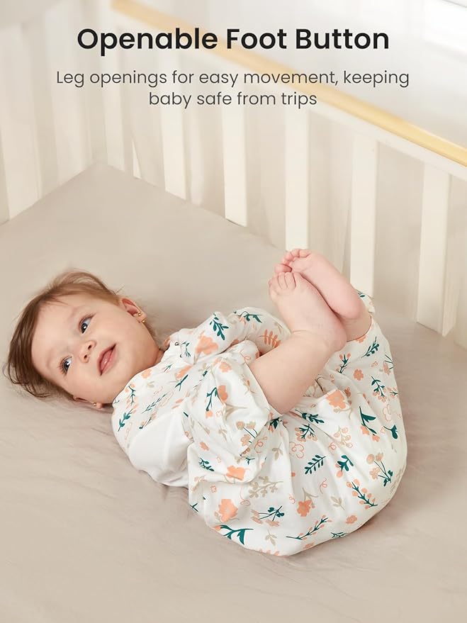 GROWNSY Transitional Swaddle Sleep Sack 3-6 Months,Cotton Starfish Design Baby Swaddle Sack, Dual-Zipper for Easy Diaper Changes, Proper Hip Development & Openable Foot Button, 12-20lbs, Spring Garden