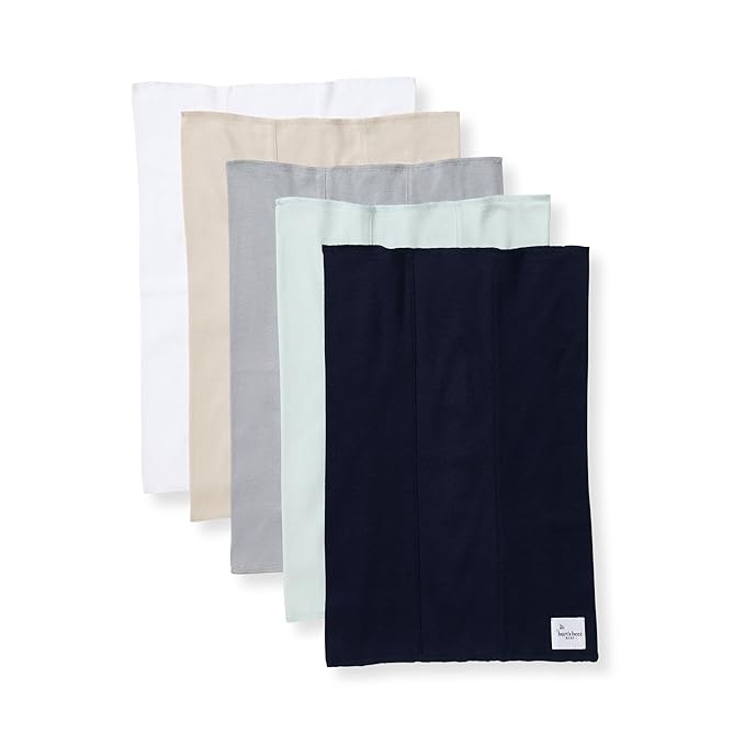 Burts Bees Baby Infant Burp Cloths, 100% Organic Cotton Extra Absorbent Soft Fabric Drool Cloths, 5-Pack Newborn Must-Have Essential Large Burping Cloths, One Size 17 x 11.75 Inches