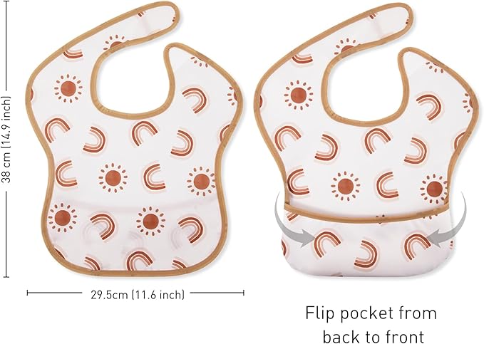 CIVARUA KIDS 3-Pack Waterproof Baby Bibs for Eating - Mess Proof Lightweight Toddler Feeding Bibs with Large Food Catcher