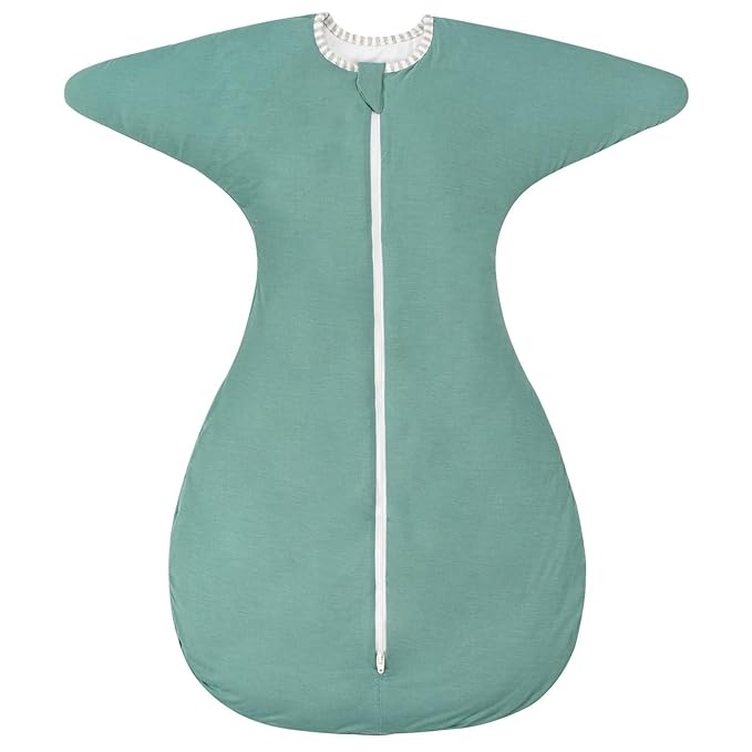 ZIGJOY Shark-Fin Transitional Swaddle for Newborn - 2.5 Tog Rayon Made from Bamboo Transition Swaddle Sleep Sack 3-6 Months Baby Arms Up Swaddle Blanket with 2-Way Zipper, Mint Green