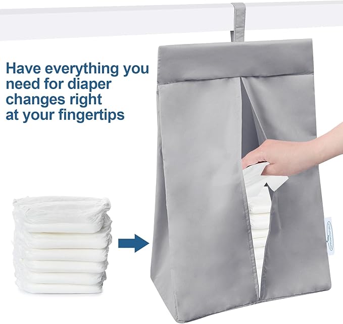 SPRINGSPIRIT Diaper Stacker Caddy Organizer Easy Access & Dustproof Portable Hand Free Diaper Holder for Adults or Nursery, Machine Washable Grey