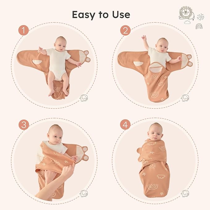 Yoofoss Baby Swaddles for Newborns 100% Organic Cotton, Adjustable Swaddle Sleep Sack 0-3 Months Newborn Swaddle Sack, Breathable Soft(Small)