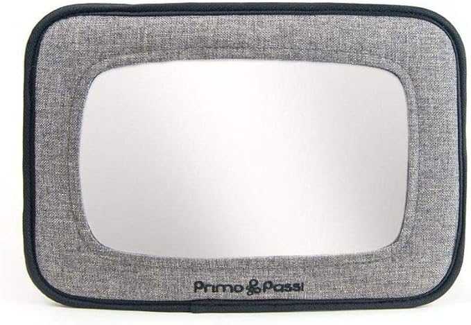 Primo Passi Backseat Baby Car Mirror for Infant Rear Facing, Baby Car Mirror, Safety Car Seat Mirror Rear Facing with Wide Crystal Clear View, Shatterproof (Black Melange)