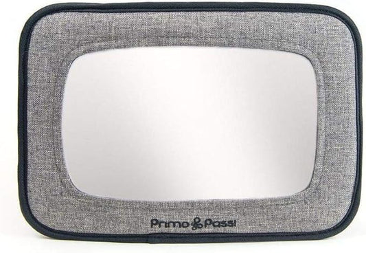 Primo Passi Backseat Baby Car Mirror for Infant Rear Facing, Baby Car Mirror, Safety Car Seat Mirror Rear Facing with Wide Crystal Clear View, Shatterproof (Black Melange)